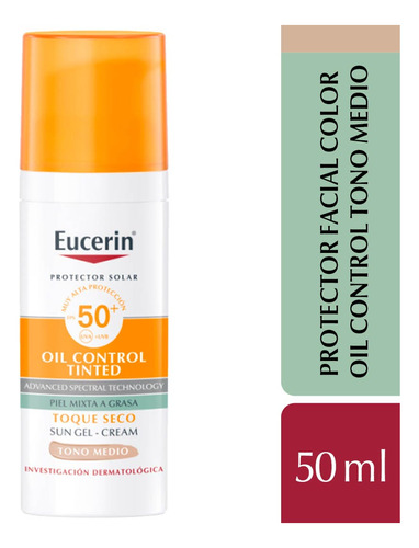 Eucerin Sun Gel Crema Toque Seco Tono Medio Spf50+ De X 50ml