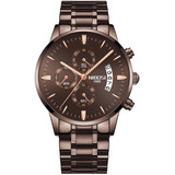 Relógios Masculinos Nibosi 2309 Bronze Aço Inox Com Nota F