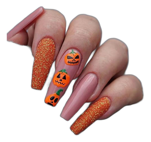 24 Uñas Postizas De Halloween Con Diseño De Fantasmas Y Cala