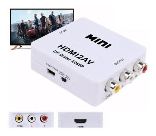 Adaptador Convertidor 1080p Hd-mi A Rca Con Audio Y Video