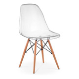 Cadeira Charles Eames Eiffel Wood Policarbonato Transparente
