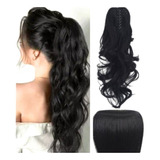 * Extensión Broche Ponytail Onda Opaca 68cm #1 Negro Intenso