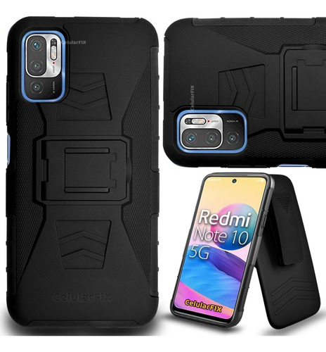 Funda Protector P/ Xiaomi Redmi Note 10 5g Uso Rudo Con Clip