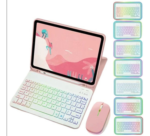 Para Galaxy Tab S6 Lite Rgb Teclado Y Ratón Funda