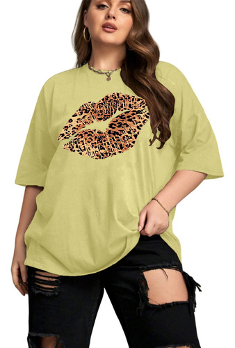 Camiseta Oversized Blusa Plus Size Animal Print Life Style