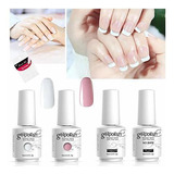 Esmaltes De Gel Para Uñas Color Rosa Y Blanco Con Base