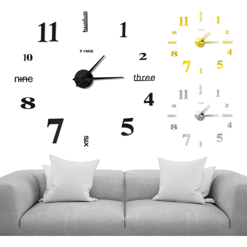 Reloj Pared Mural 3d Decoración Casa Oficina Living 120 Cm