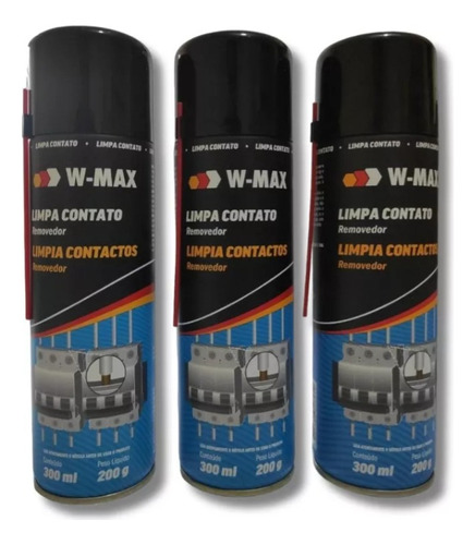 Kit Com 3un Limpa Contatos 300ml Spray W-max