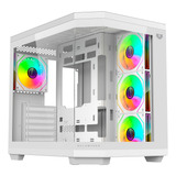 Gabinete Gamer Balam Rush Media Torre Tank Master Atx 4 Fan Color Blanco