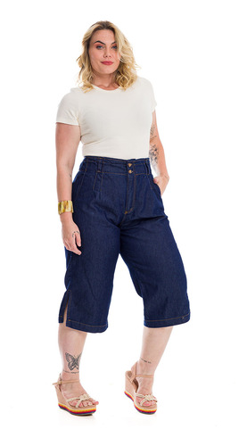 Bermuda Jeans Plus Size Pantacourt Feminina