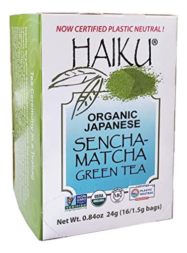 Haiku Té Verde Japonés Sencha Matcha Orgánico, Sin Ogm, Usda