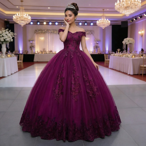 Vestidos De Quinceañera Nuevo Barato Color Vino Uva Bonito | Envío gratis