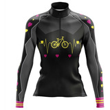 Camisa Ciclismo Feminina M.longa Bicicleta Coração