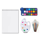 Kit Pintura Acuarela Con Croquera Set Pinceles Paleta 