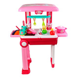 Set De Cocina Infantil Maleta Ruedas Portátil 63cm Para Niña