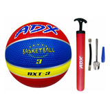 Balon Basquet Bxt3 #3 + Bomba Adx Peso/medida Reglamentaria