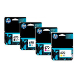 Pack 4 Tintas Hp 670 Originales Selladas Envío Gratis