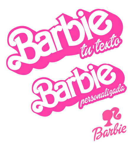 Calcomanía Barbie Personalizada Vinil Auto 3 Stickers Rosa