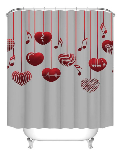 Rnnjoile Corazón Rojo Cortinas De Ducha Para Baño Tema De Mú