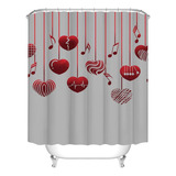 Rnnjoile Corazón Rojo Cortinas De Ducha Para Baño Tema De Mú