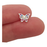 Aro Little Butterfly Cubic Multicolor Mariposa 10mmplata 925