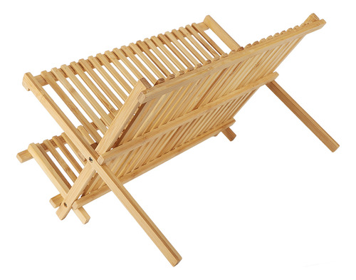 Estante Para Platos De Bambú Para Secar Platos, 20 Compartim