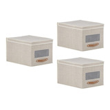 3 Cajas Organizadoras Multiusos Decorativa Tela (30x25x40)
