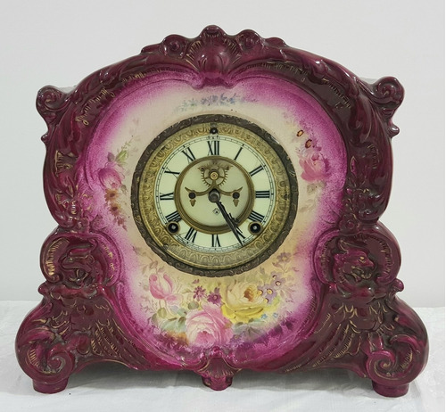 Antiguo Reloj Mesa Ansonia Caja Porcelana La Corsica B500