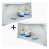 2x Nichos De Porcelanato Banheiro Porta Shampoo 60x30x7