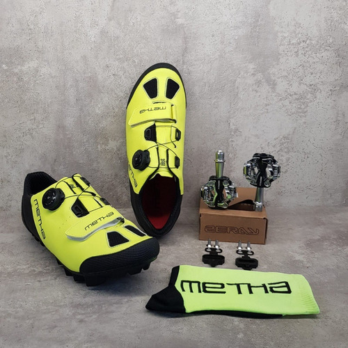 Zapatilla Ciclismo Metha Tigra Mtb + Pedales + Medias Regalo