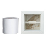 Porta Papel Higiênico/papeleira Porcelanato Branco Dourad0