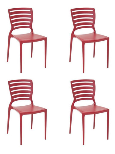 Combo Kit 4 Cadeiras Sofia Vermelha Tramontina
