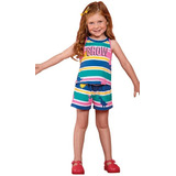 Conjunto Infantil Nanai Verão Menina Short Regata Dino 1 A 8