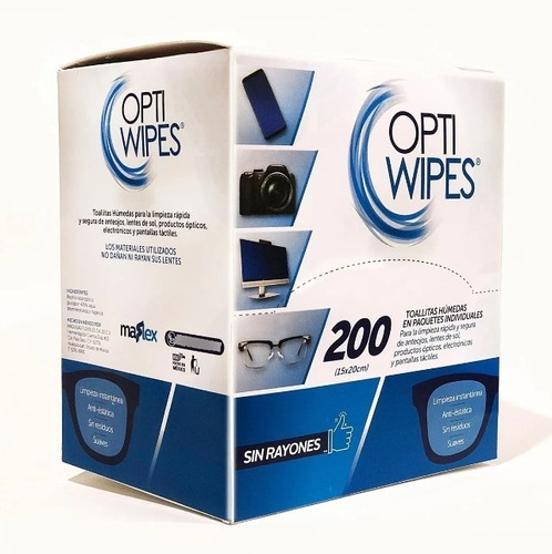 Toallitas Húmedas Optiwipes Lentes Pantallas Sin Rayones 200