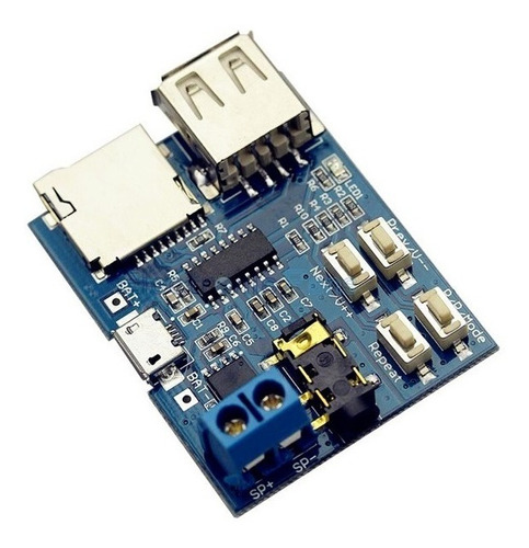 Módulo Decodificador/amplificador De Áudio Mp3 Com Micro Usb