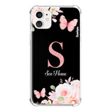 Capa Capinha Com Nome Personalizada Flores Pastel Rosa Preto