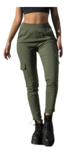 Pantalon Cargo Bengalina Elastizada Dama Mujer Jogger Liso