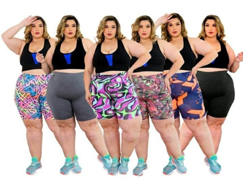 Kit 3 Bermuda Plus Size Academia Fitness Estampado G1 G2 G3