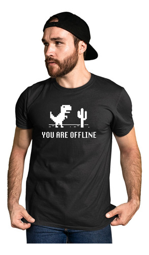 Camiseta Camisa You Are Offline Geek Nerd Blusa Dinossauro