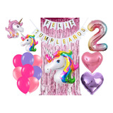 Set Combo De Globos Unicornio+ Cortina + Numero X18unidades