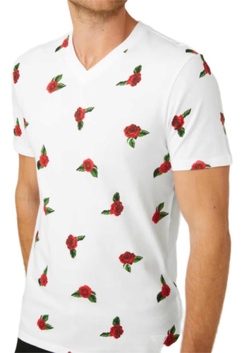 Guess Playera Caballero Estilo Gary Rose Blanca Extrachica 