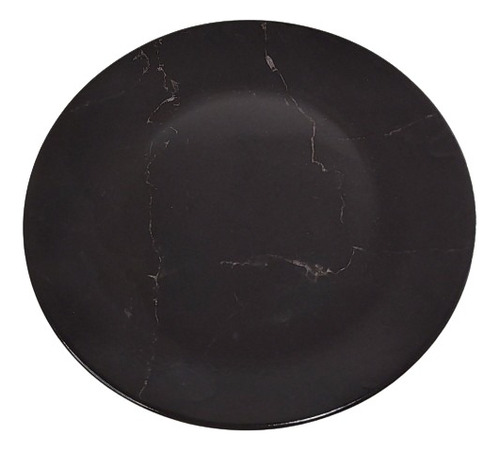 Platos Playos Ceramica Negro Simil Mármol Set X6