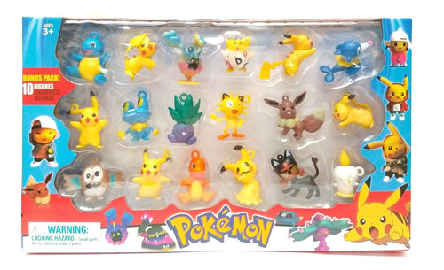 Pokémon Pikachu Squirle Eevee Rowlet Set 18 Figuras En Caja