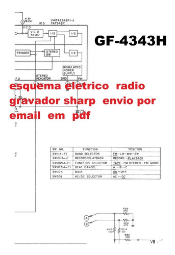Esquema Radio Gravador Sharp Gf4343 Gf4343h Gf 4343 Em Pdf 