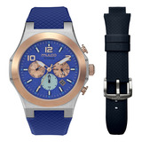 Reloj Mujer Mulco Mw-3-22810l-043 Titans Color De La Correa Azul Color Del Bisel Plateado Color Del Fondo Azul