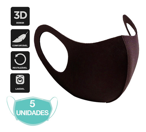 Máscaras Para Adulto Lavável De Neoprene Marrom 5 Unidade