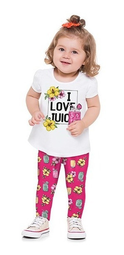 Conjunto Kyly Infantil Menina Verão Legging Blusa Leve 1 2 3