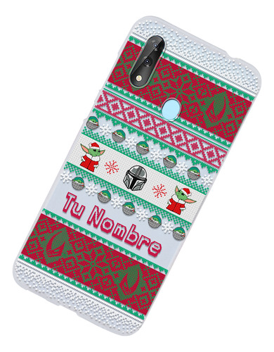 Funda Para Zte Baby Yoda Ugly Sweater Navidad Con Tu Nombre