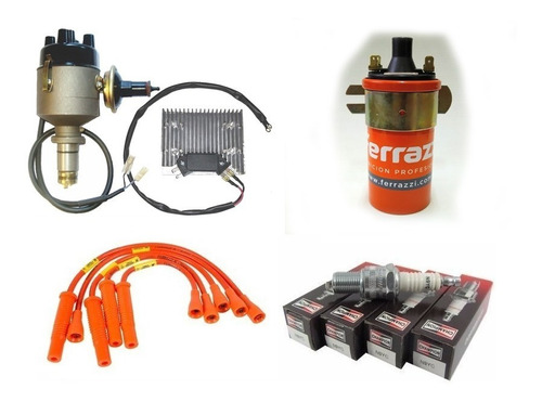 Kit Distribuidor Electronico + Bobina Ferrazzi + Cables Ferrazzi Competicion 9mm + Bujias Volkswagen 1500 Dodge 1500