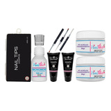 Kit Polygel 50ml Fengshangmei Pó Acrílico Dappen Pincel